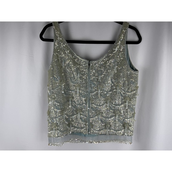 Belle Jacob Sequin Vintage 60s Designer Top Beaded Sleeveless Top Wool Party M - Picture 7 of 7